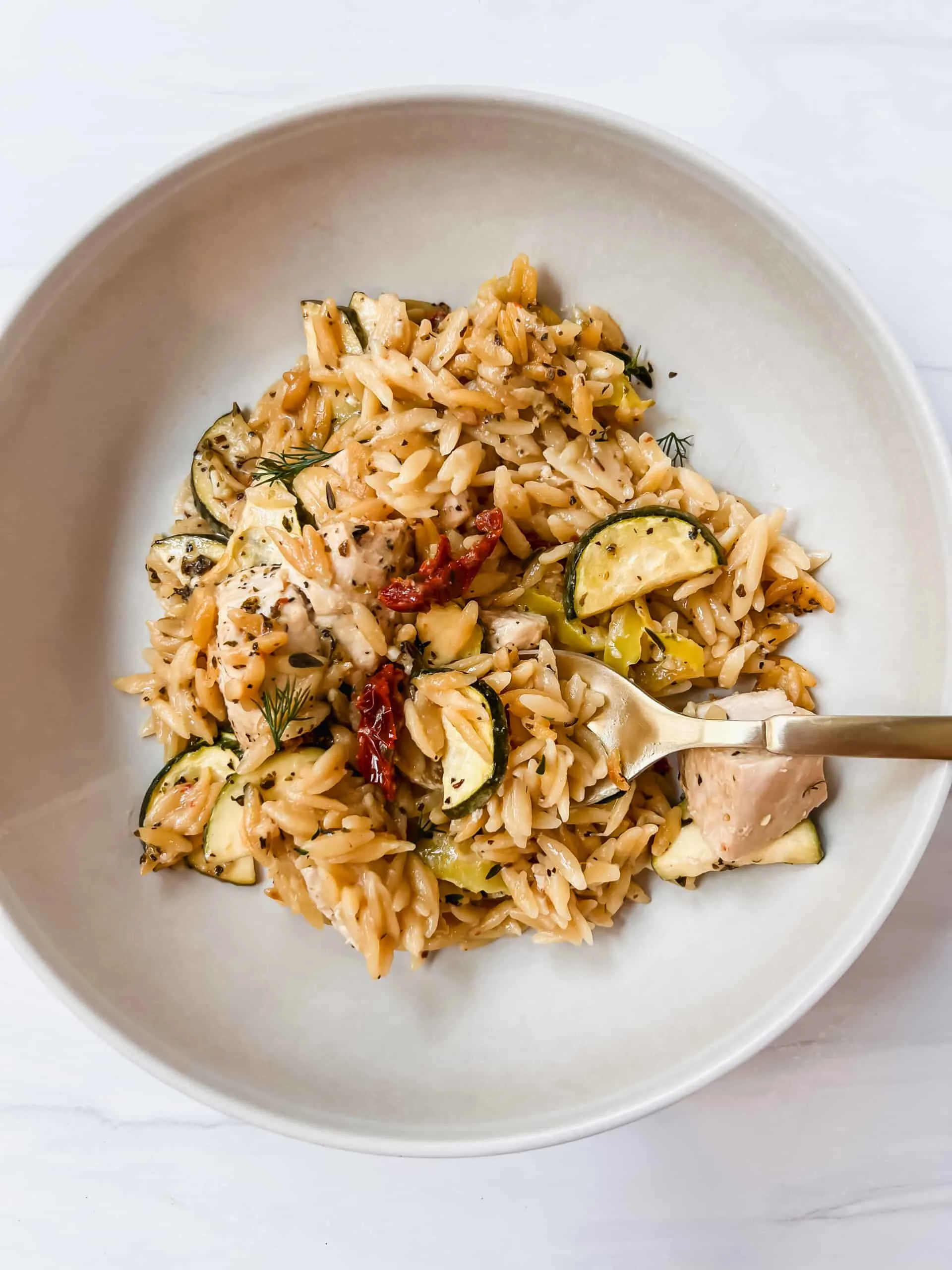One Pan Chicken and Zucchini Orzo