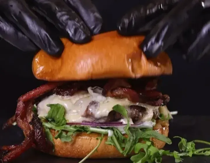 Creamy Rich Blue Cheese Burger 🍔 elevated by @southchicagopacking  Wagyu Beef Tallow Spray