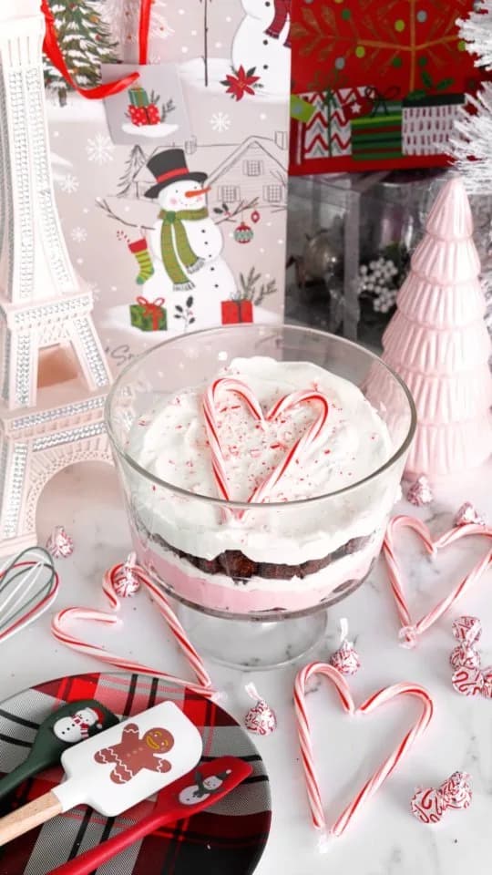 White Chocolate Peppermint Brownie Trifle