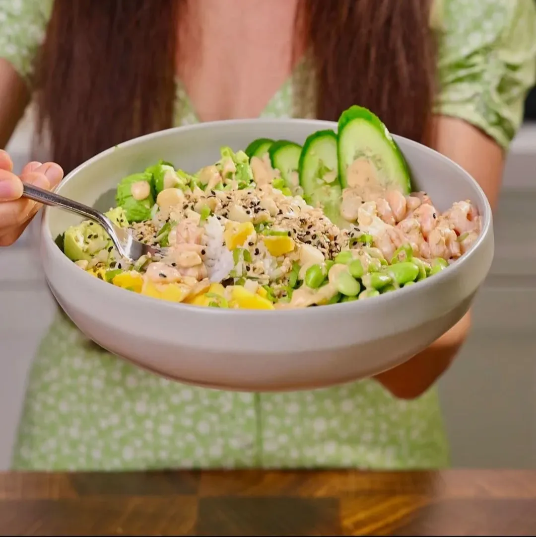 Shrimp Poke Bowl. Fast, Easy, and Healthy lunch