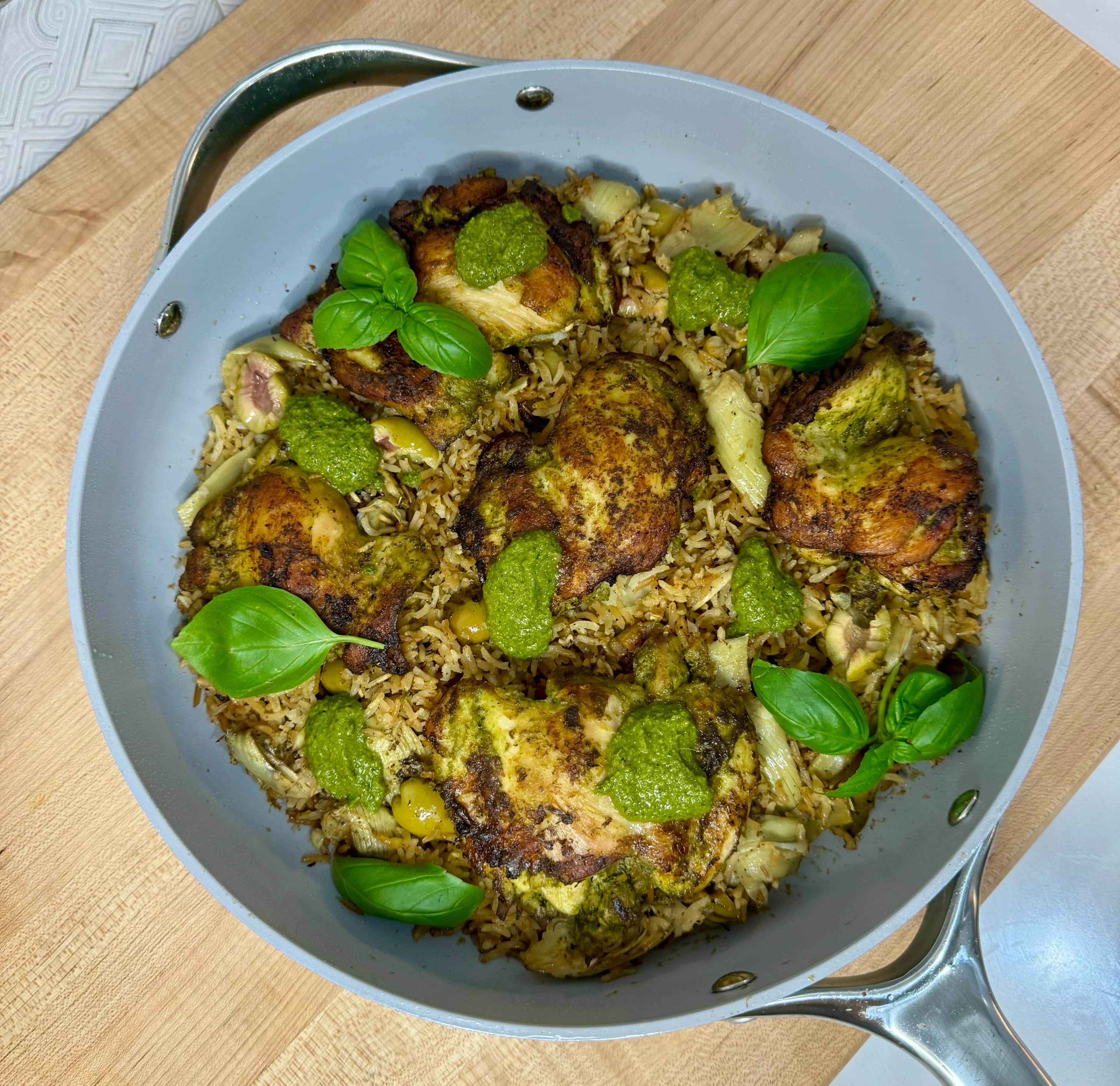 One Pot Pesto Chicken and Rice