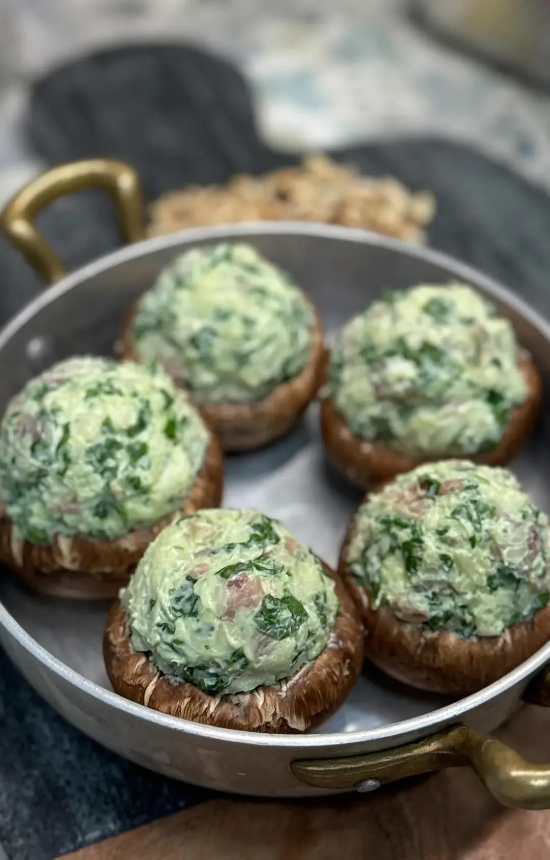 Stuffed Mushrooms with Cream Cheese, Mozzarella and Prosciutto