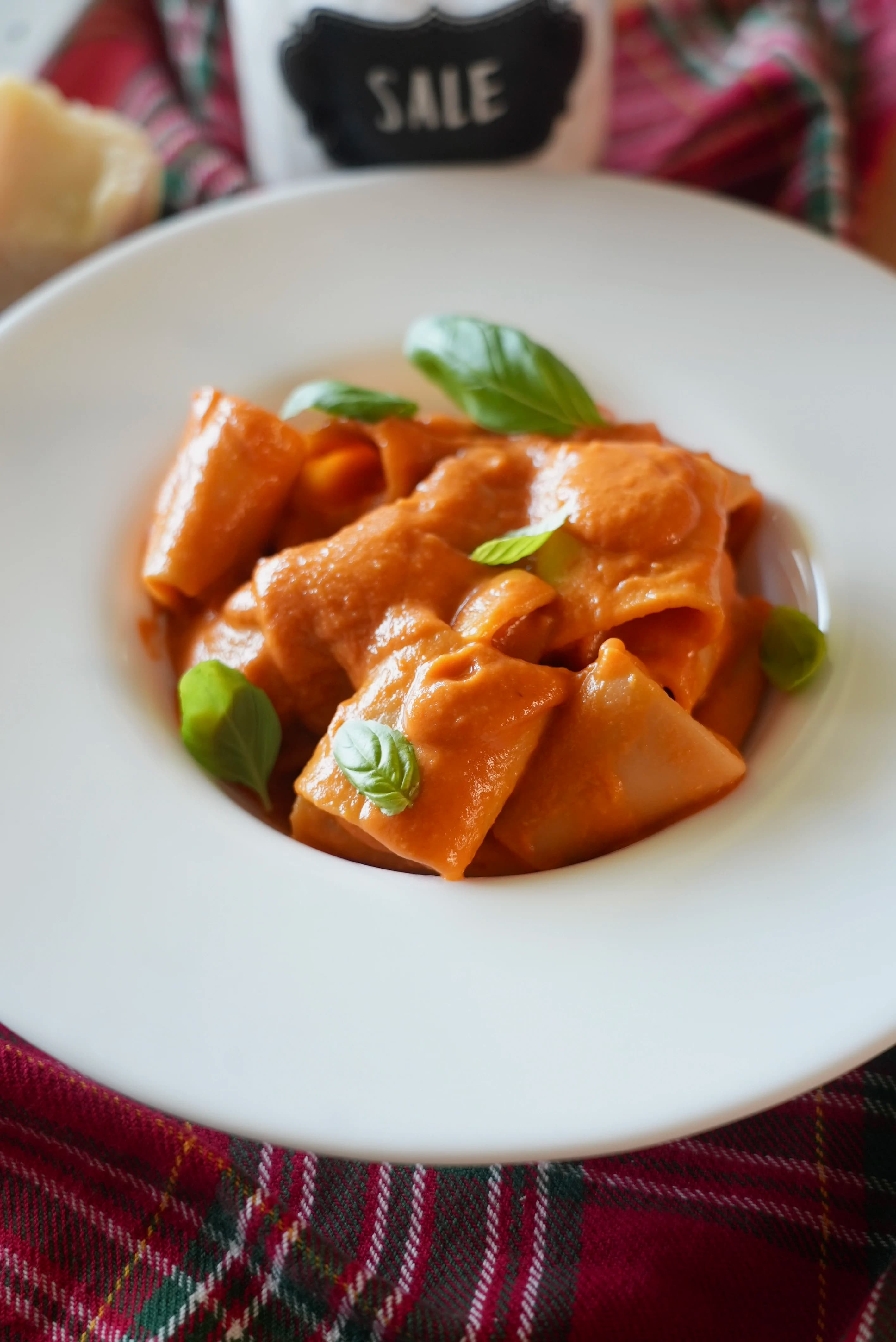 Tri-Tomato Paccheri: A Symphony of San Marzano Tomatoes, Beefsteak Tomatoes, and Cherry Tomatoes