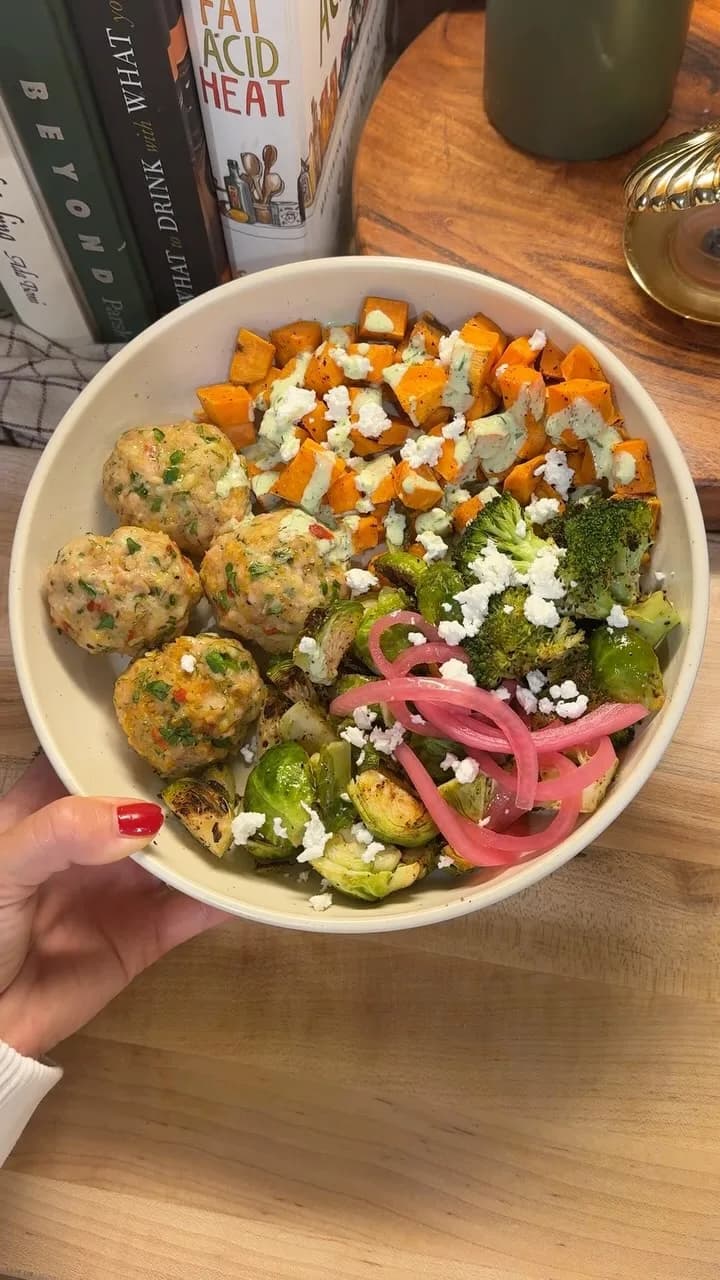Spicy Herby Chicken Meatballs with Pepperoncini Ranch