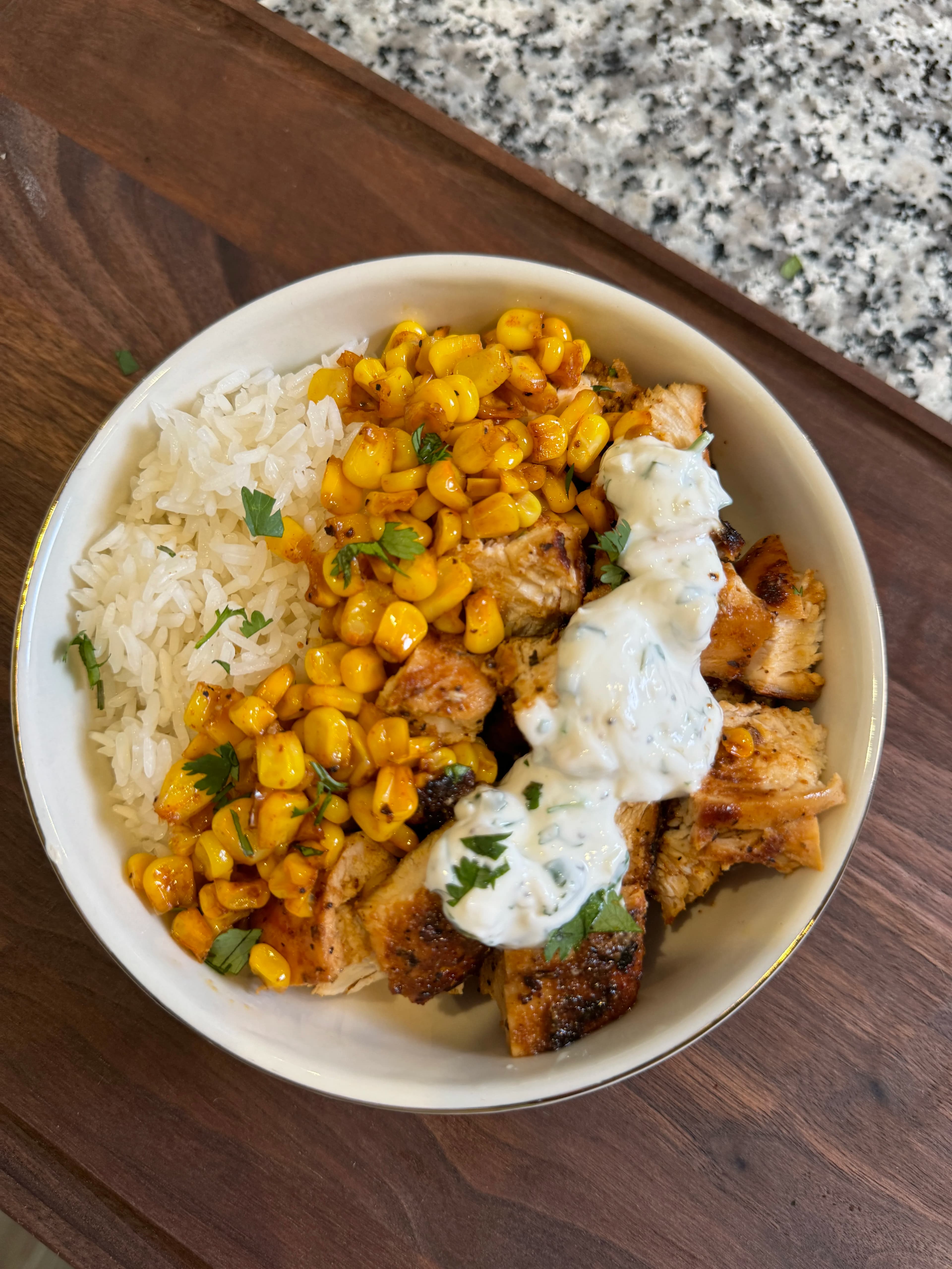 Grilled Chicken, Roasted Corn & Rice Bowl