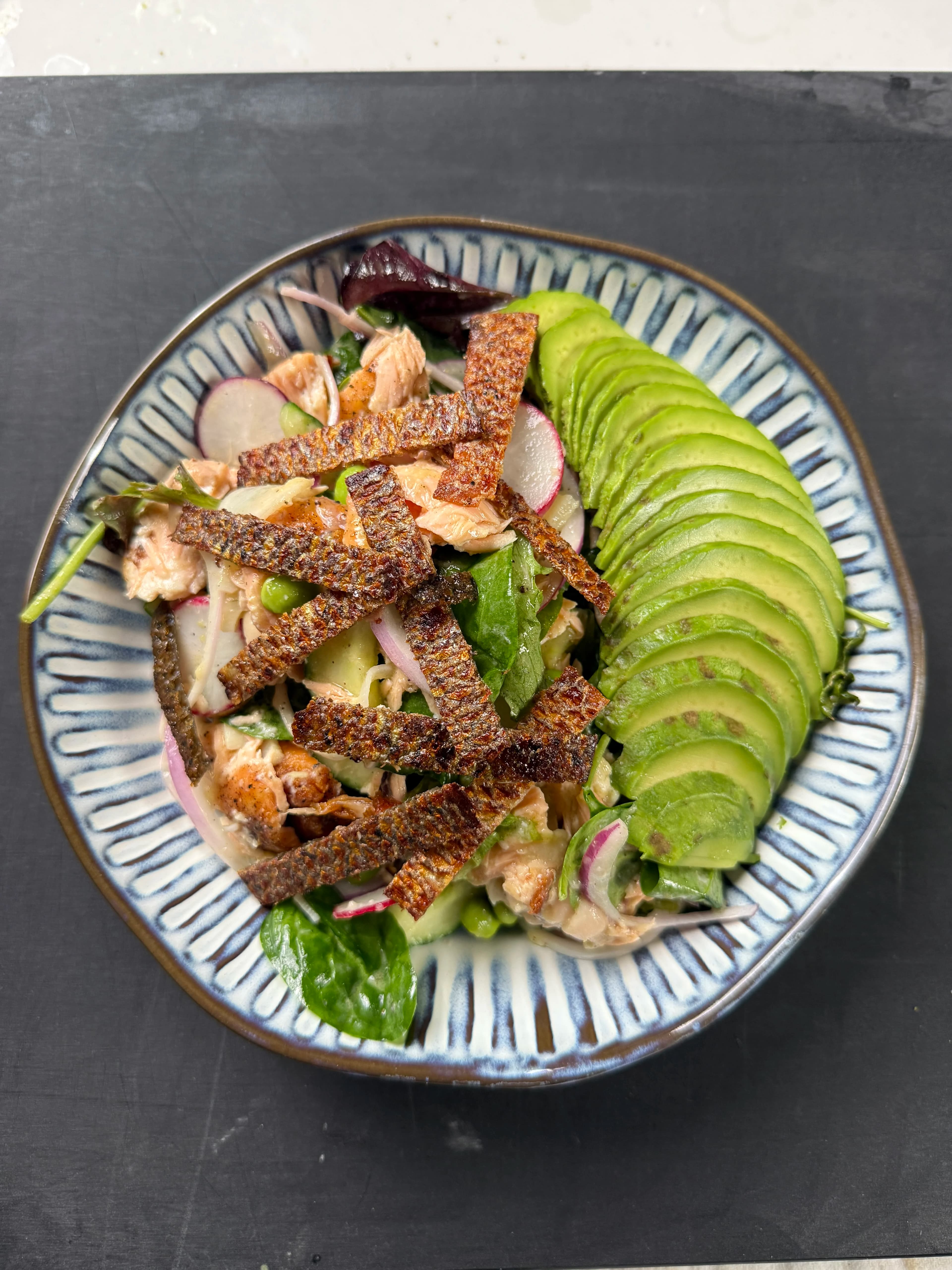 Crispy Salmon Skin Salad