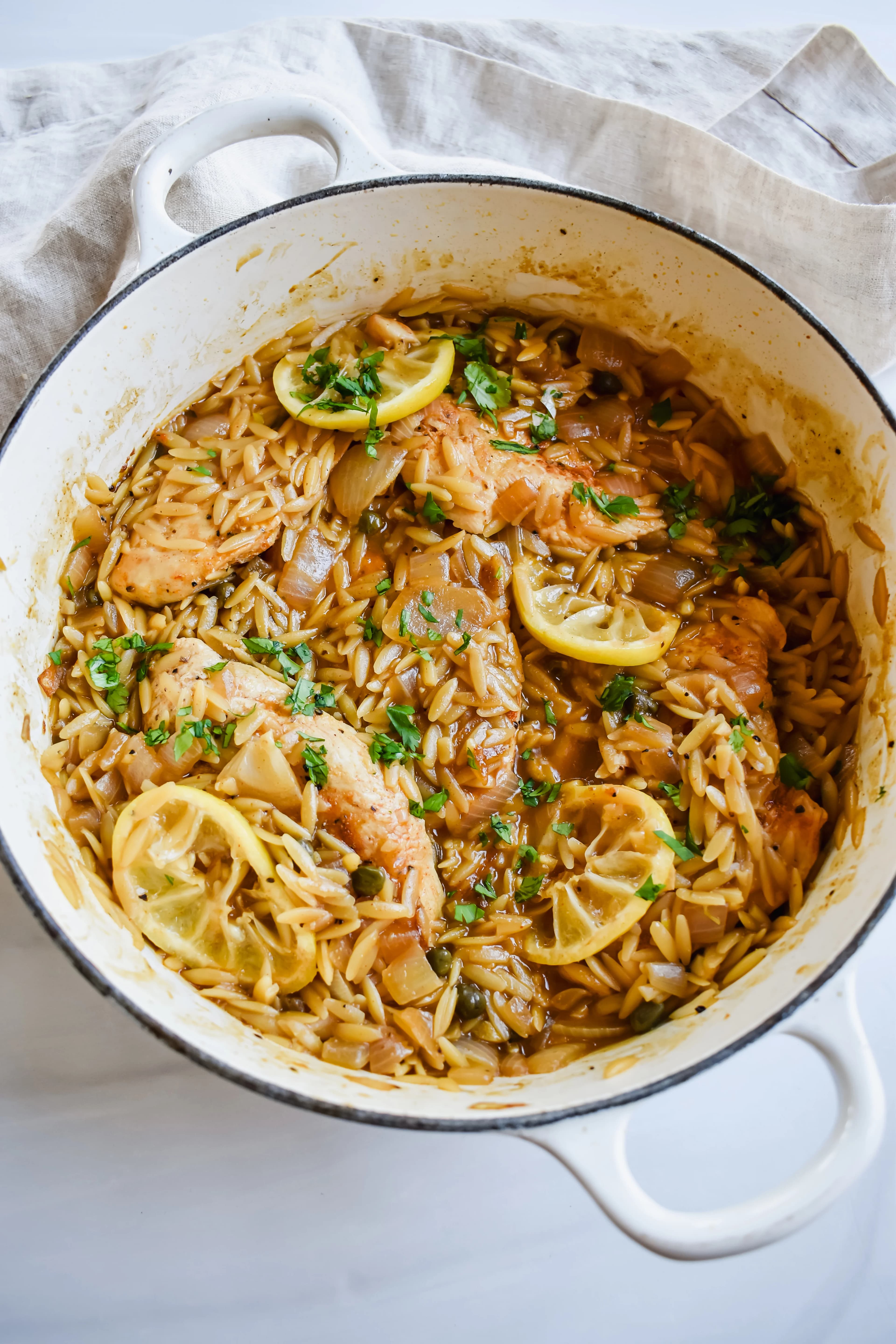 One pot chicken piccata and orzo 