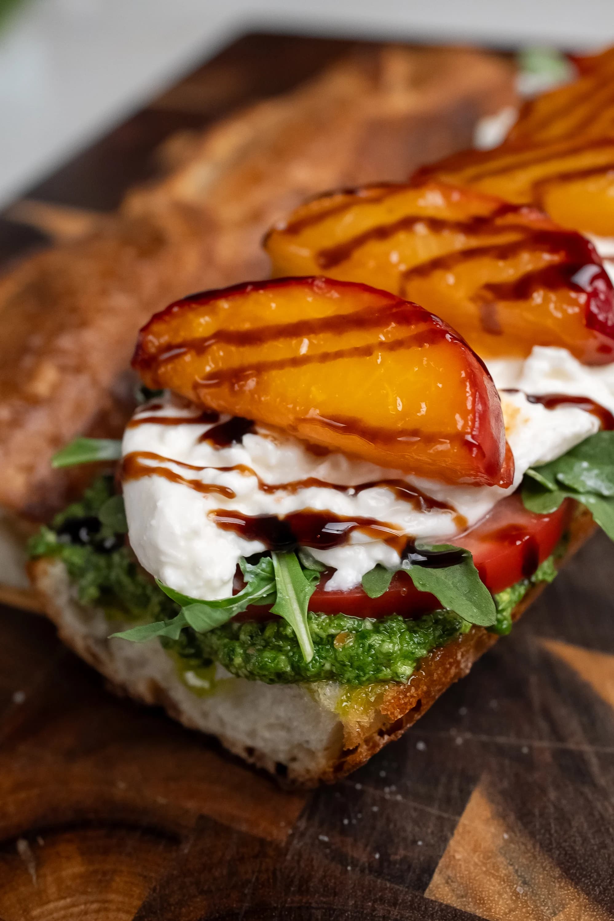 Peach, Pesto & Burrata Sandwich