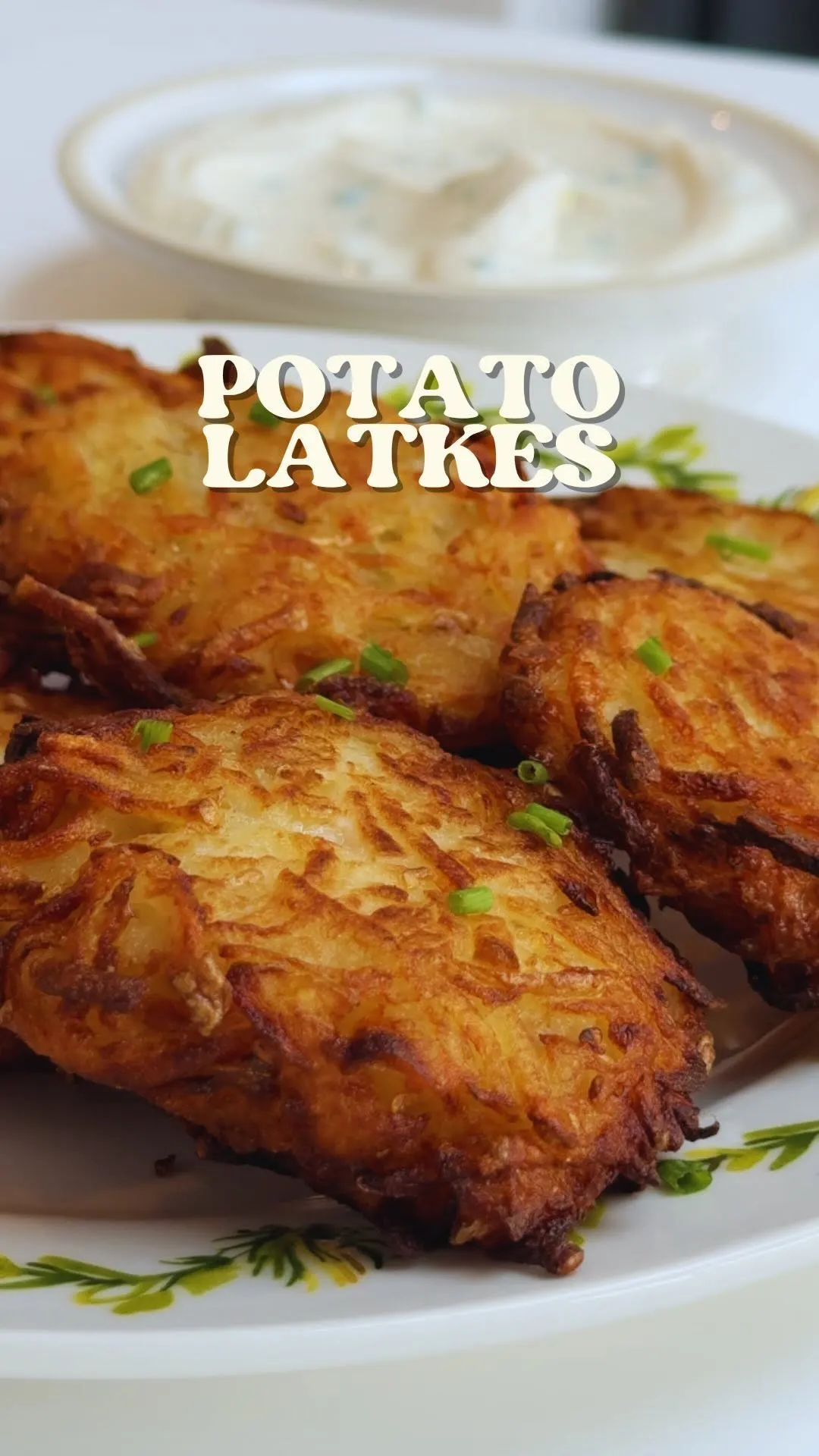 Vegan Latkes with Sour Cream and Chive Dip