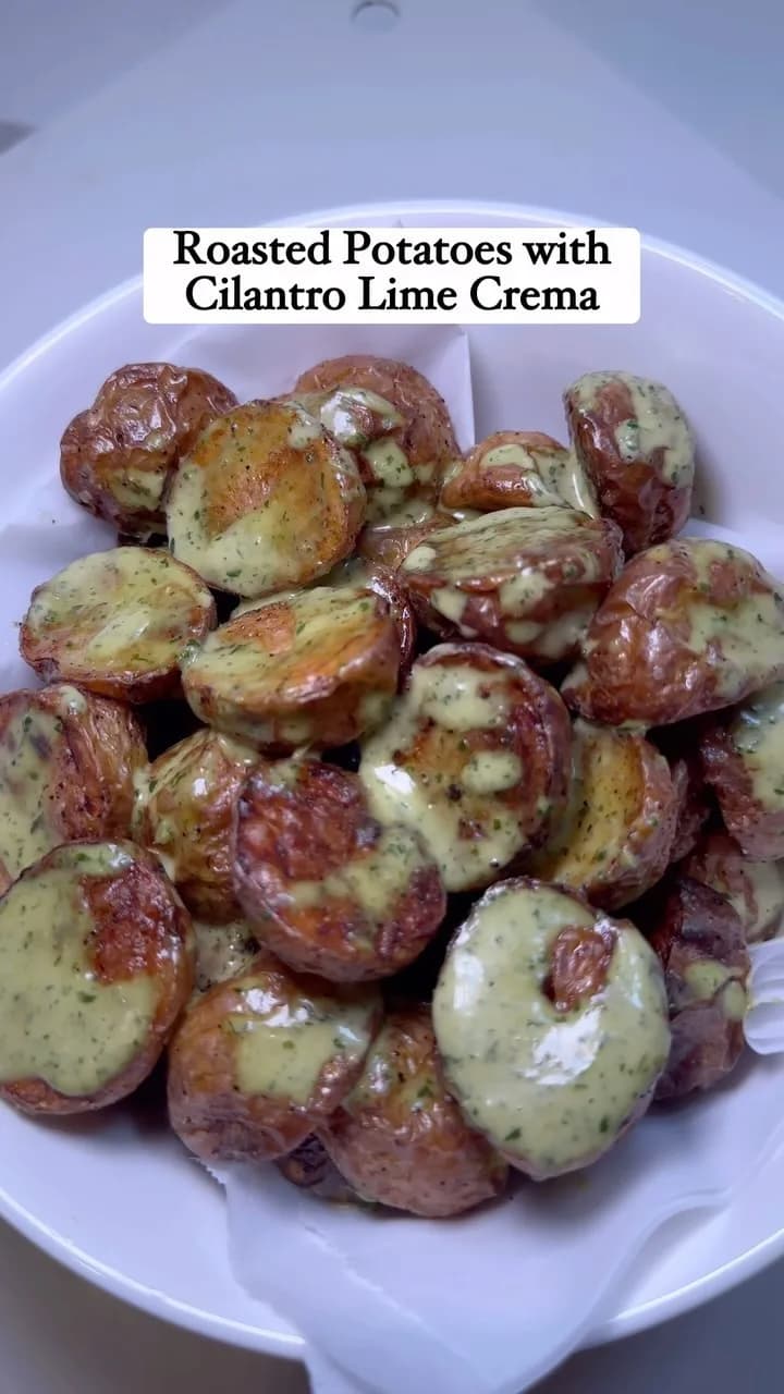 Roasted Potatoes with Cilantro Lime Crema