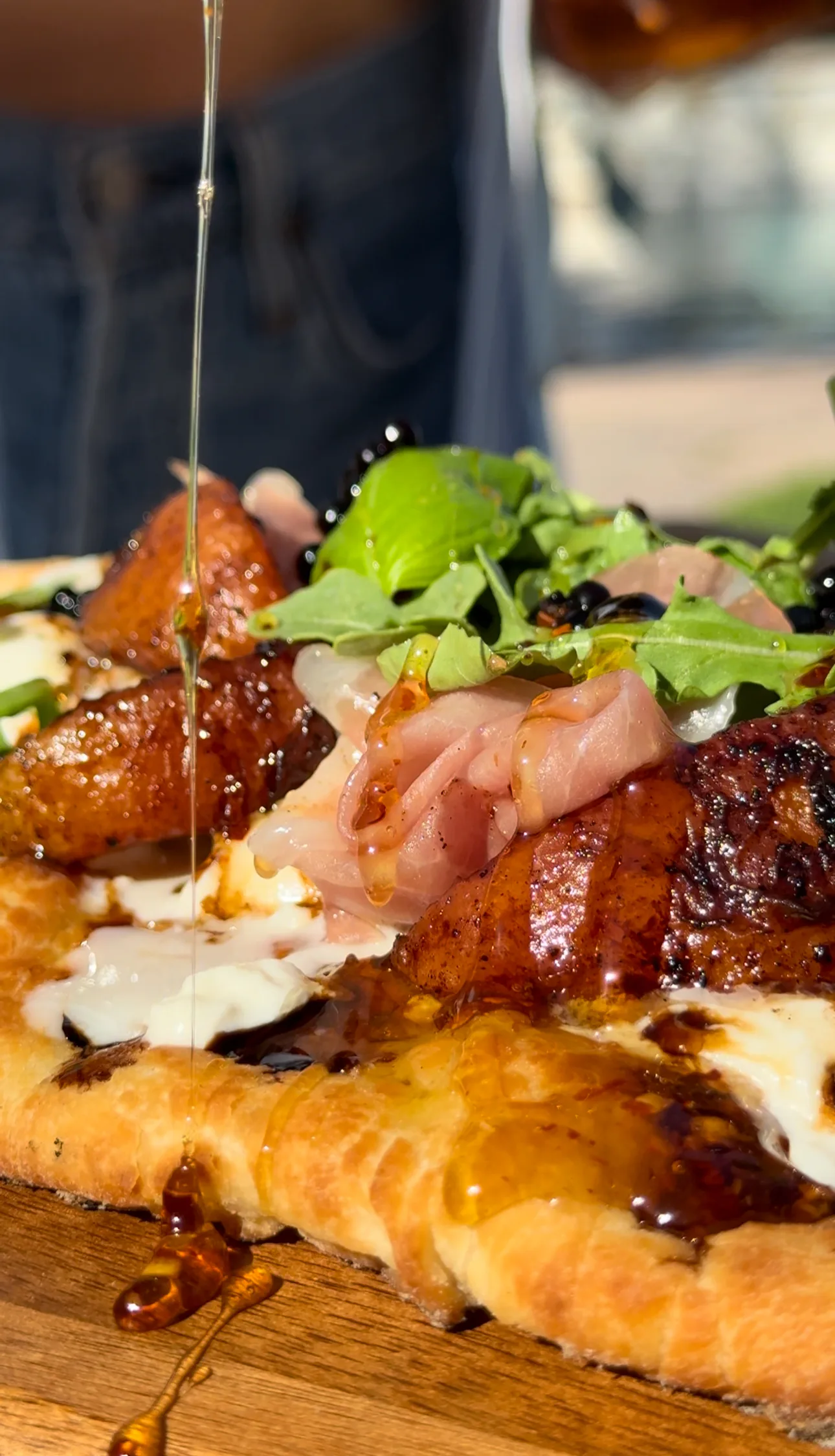 Grilled Peach Flatbread with Burrata & Prosciutto